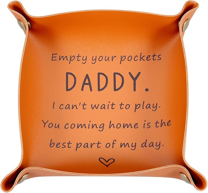 Dad Gifts from Daughter Son New Dad Gifts for Men First Time Daddy Gift from Baby Girl Boy Husband Birthday Stuff from Wife Anniversary Christmas First Fathers Day Valentines Gift for Him Leather Tray