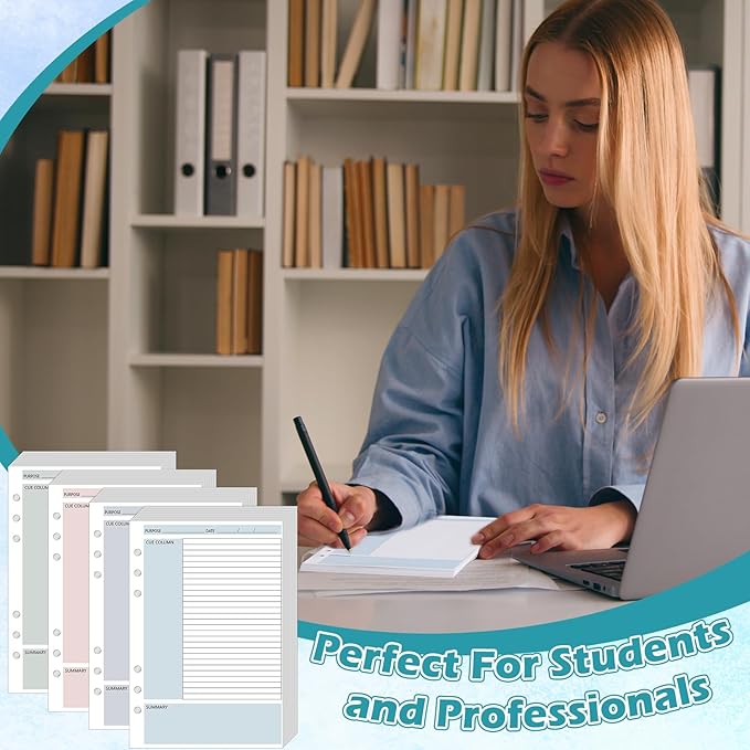 100 Sheet Cornell Notes Refill Paper A5 Planner Inserts for 6 Ring Binder 0.2" Spacing A5 Loose Leaf Paper Cornell Notebook Refills Taking System Filler Paper Bulk for School Office Business 80gsm