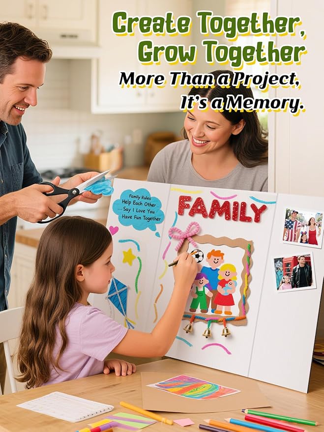 Small Trifold Poster Board 24" x 16" - Premium Quality Thick White Presentation Boards for Science Fair School Project, Display Board for Classroom Business Supplies (6Pcs)