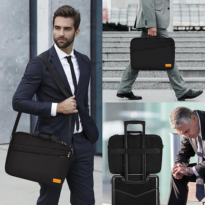 bagasin 17 17.3 inch Laptop Computer PC Shoulder Bag Carrying Case, Water-Repellent Fabric Briefcase, Lightweight Toploader, Business Casual or School
