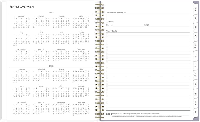 Blue Sky 2027 Weekly and Monthly Planner Calendar, January 2027 - December 2027, 8.5" x 11", Flexible Cover, Laminated Tabs, Durable Twin Wire Binding, Storage Pocket, Tula