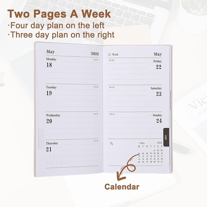 PATIKIL 2026 Daily Planner Notebook, 6.8 x 3.8" 64 Sheets Undated to Do List Daily Weekly Monthly Goals Pocket Notebook for Office Home Study Work Weeding Time Management, Black