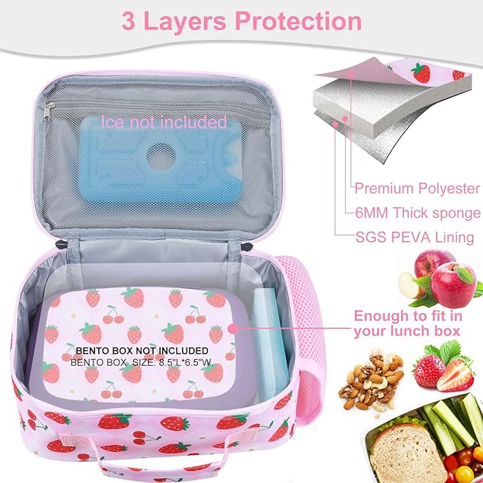 RHCPFOVR Kids Lunch Bag - Insulated Lunch Box for Boys Girls,Washable Lunch Bag and Reusable Toddler Leak-proof Lunchbox for School and Daycare