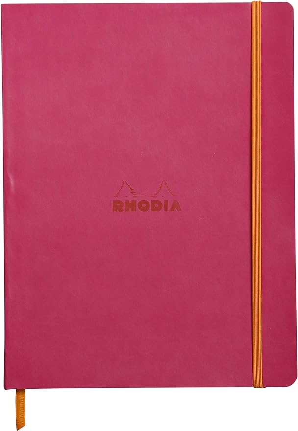 Rhodia Rhodiarama SoftCover Notebook - 80 Dots Sheets - 9 3/4 x 7 1/2 - Raspberry Cover, 117562C