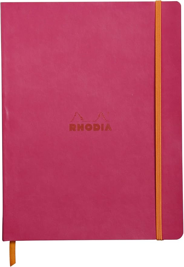 Rhodia Rhodiarama SoftCover Notebook - 80 Lined Sheets - 9 3/4 x 7 1/2 - Raspberry Cover (117512C)