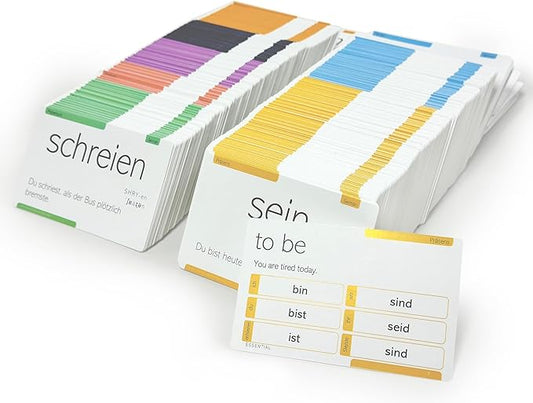 Pat's Flash Cards 800 German Verb Conjugation Flash Cards – 9 Tenses with Pronunciations & IPA | Color-Coded by Tense | Beginner to Advanced