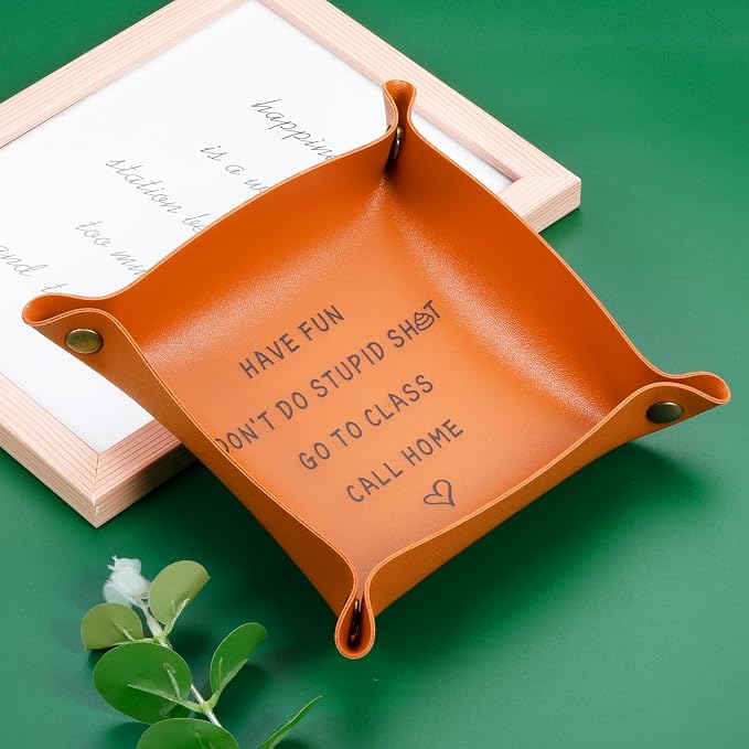 School Supplies for Kids College Essentials for Guys Back to School Gifts First Day of Schools Gift Aesthetic for Boys Son Dorm Room Essentials Off to College Leather Tray Christmas Stocking Stuffers