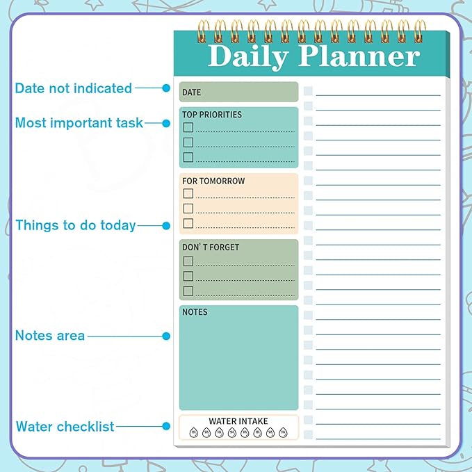 8 Pack To Do List Notepad 25 Page Undated Daily Planner Notepad To Do List Notebook Spiral Waterproof with Task Checklist for Home Office School Supplie Schedule Work(7.8 x 5.2 Inch,Vivid Color)