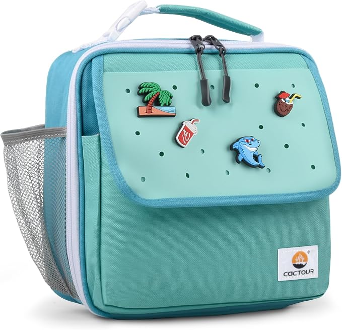CaCTOUR Lunch Box Kids,Fun Color Lunch Box for Boys,Large Soft Cooler Lunch Bag for Kids,Back to School Thermal Insulated Lunch Tote Bag for School Daycare Outdoor (Teal)