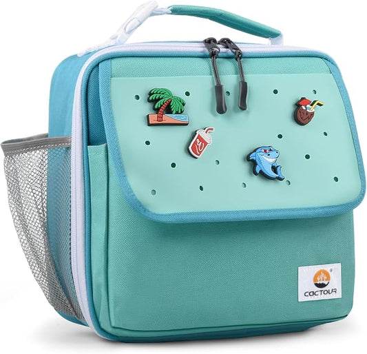 CaCTOUR Lunch Box Kids,Fun Color Lunch Box for Boys,Large Soft Cooler Lunch Bag for Kids,Back to School Thermal Insulated Lunch Tote Bag for School Daycare Outdoor (Teal)