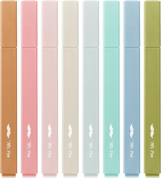 Mr. Pen- Aesthetic Highlighters No Bleed, 8 Pack, Natural Earth, Chisel Tip, Cute Highlighters Assorted Colors for Journaling, Highlighting, Underlining, Fast Dry, Back to School Supplies