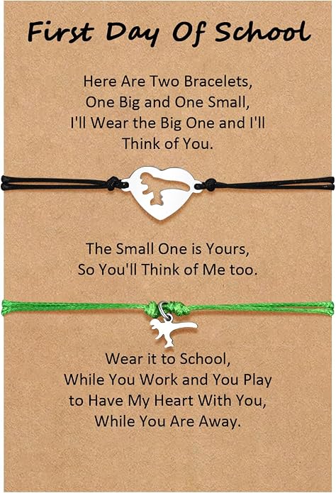 Back to School Gifts Mommy and Me Bracelet First Day of School Matching Wish Bracelets Set for Mother Daughter Son Women Teen Girls Boys Jewelry Gift