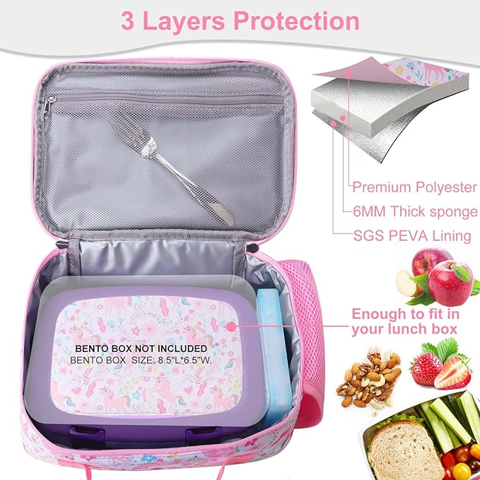 RHCPFOVR Kids Lunch Bag - Insulated Lunch Box for Boys Girls,Washable Lunch Bag and Reusable Toddler Leak-proof Lunchbox for School and Daycare