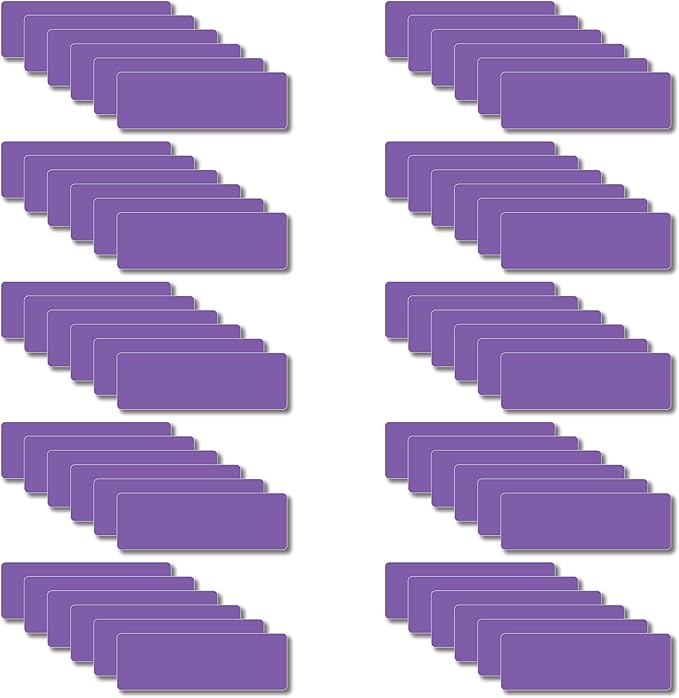 IMAGAME Magnetic Dry Erase Magnets Labels 3x1 inches, Reusable Name Tags, Organizing Schedules in Office/Classroom. Work on Fridge/White Board (Purple 60Pcs)