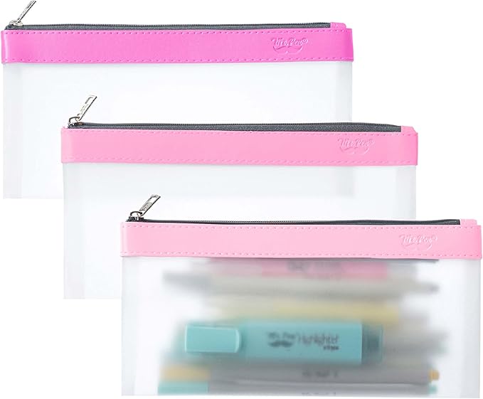 Mr. Pen- Clear Pencil Pouch, 8.50"x4.25", 3 Pack, Durable TPU Material, Medium Water-Resistant Pencil Bags with Smooth Zipper, Multipurpose Clear Pouch for Stationery, School, Office, Travel Supplies