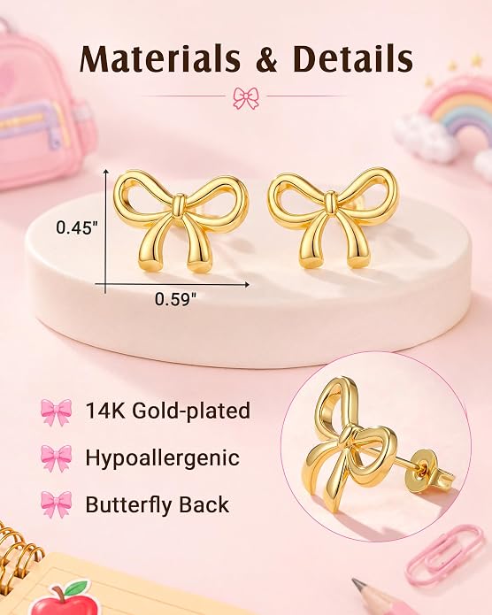 Back to School Gifts Bow Earrings