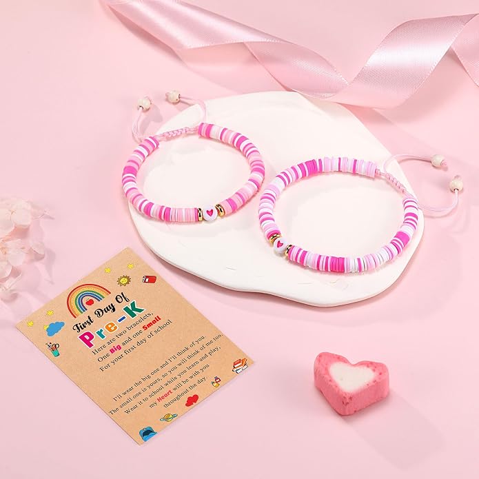 UPROMI First Day of Preschool/Kindergarten/1st Grade/2nd Grade/School Gift, Back to School Bracelet Mommy and Me Dad and Son