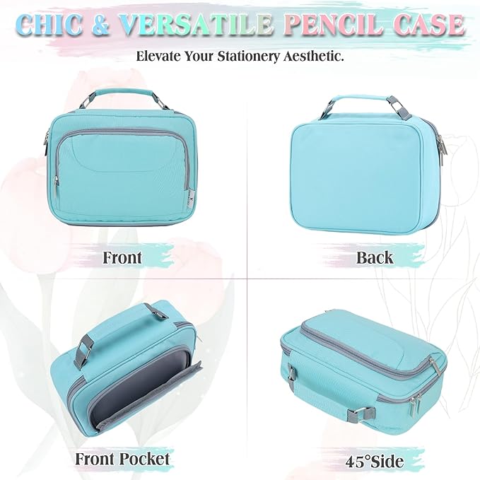 Large Pen Pencil Case,VONXURY High Capacity Art Colored Pencil Pouch Portable Stationery Organizer With 2 Detachable Layers 54 Slots Multiple Zipper Pockets for School Office College