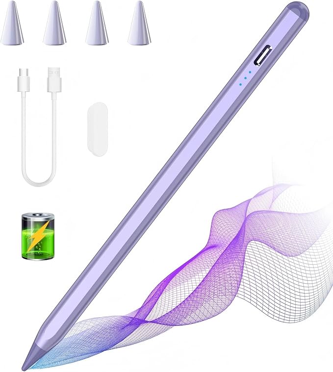 MMK Stylus Pen for iPad 6th-10th, A16, Energy-Saving Fast Charging Apple Pencil for iPad Air 5/4/3rd, iPad Pro 11/12.9 Inch, iPad mini 5/6th (Purple)