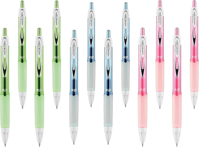 uniball 207 Fashion Retractable Gel Pens, Medium Point (0.7mm), Assorted, 12 Pack