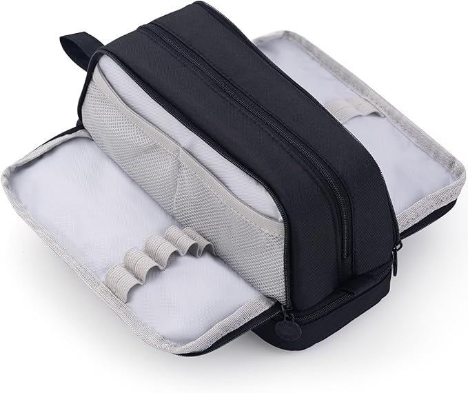 CICIMELON Large Capacity Pen Pencil Case with 4 Compartments, Multi-Slot Pencil Pouch Bag Aesthetic School Supplies Organizer for Teens Adults (Black)