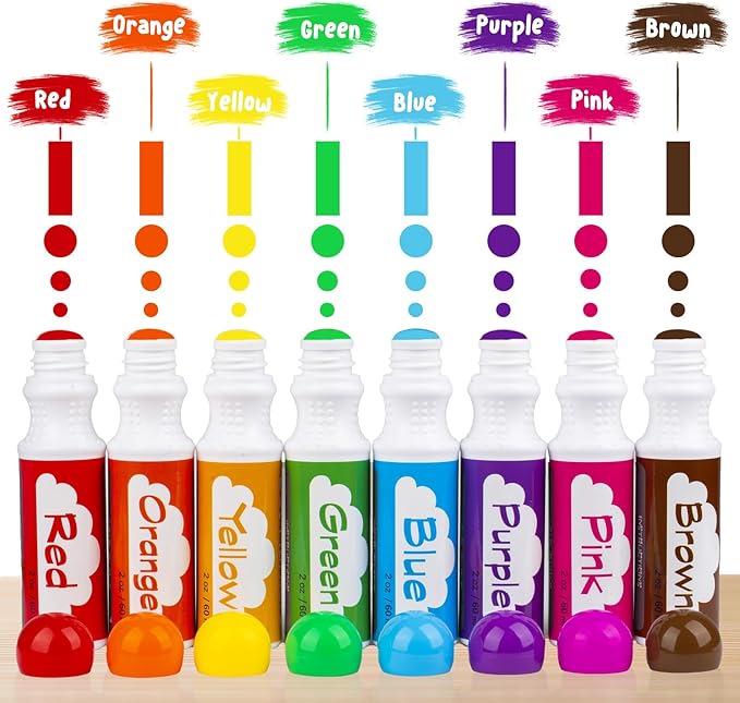 Soucolor 32-Pack Washable Dot Markers for Kids & Toddlers | 8 Vibrant Colors | Non-Toxic Bingo Daubers | Preschool Arts & Crafts, Classroom Supplies | Paint Dabbers for Endless Creative Fun