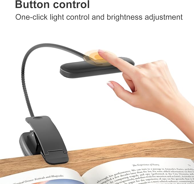 ERGONOV Book Pillow Stand with 6500K Reading Light, Hands Free Book Holder, Comfortable Lap Book Stand for Reading in Bed, Desk, or Sofa, Wooden Book Rest for Book Lovers,AAA Battery Required