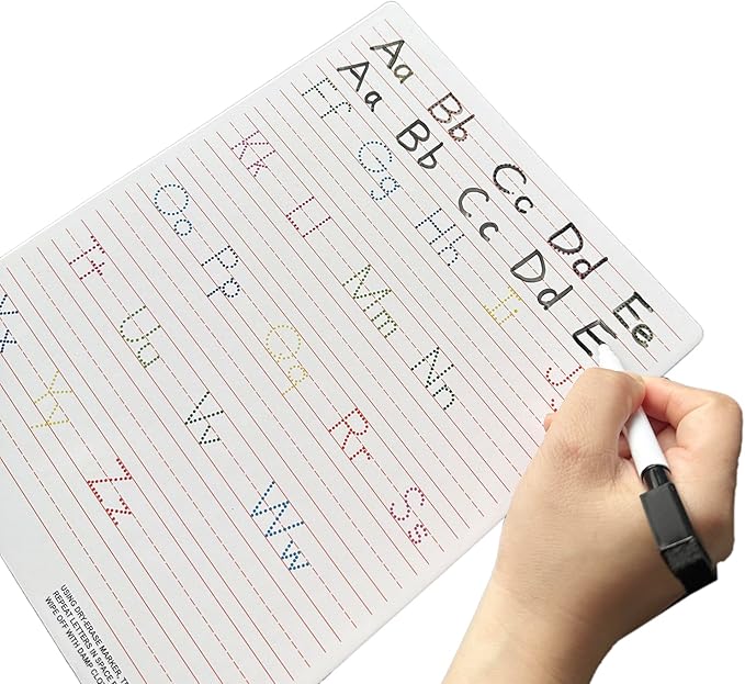 5 PCs Dry Erase Alphabet Tracing Boards: Letter and Numbers Handwriting Practice for Kids Learning, Reusable Boards for Kindergarten and Preschool