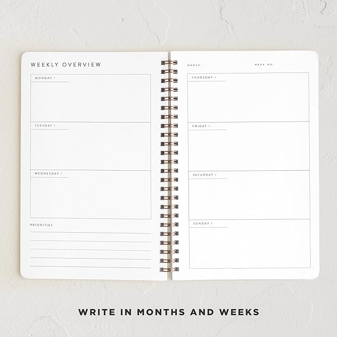 Minted Pooches Gracias 2026 Weekly & Monthly Undated Planner, 5.5" x 8.5" Dog Print Spiral Bound Planner Notebook, 132 Pages, Fun & Functional Undated Calendar Organizer