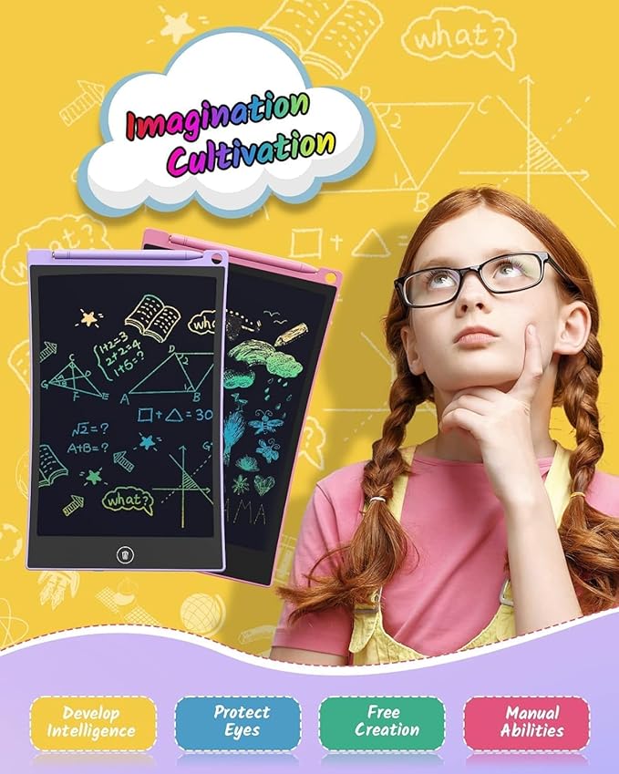 TECJOE LCD Writing Tablet, 8.5 Inch Colorful Drawing Board, Kids Travel Games Activity Learning Toys, Birthday Gifts for 3-8 Year Old Boys Girls Toddlers Preschooler