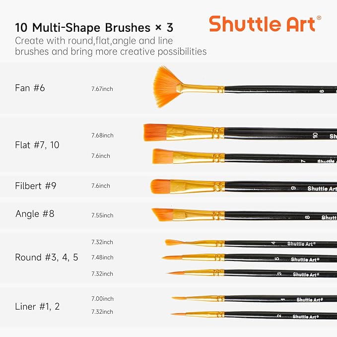Shuttle Art 87 Pack Acrylic Painting Kit, Paint Kit with 3 Packs 15-Color Acrylic Paint, 3 Wooden Easels, Canvas, Brushes & Palettes, Art Painting Supplies for Adults, Kids & Beginners