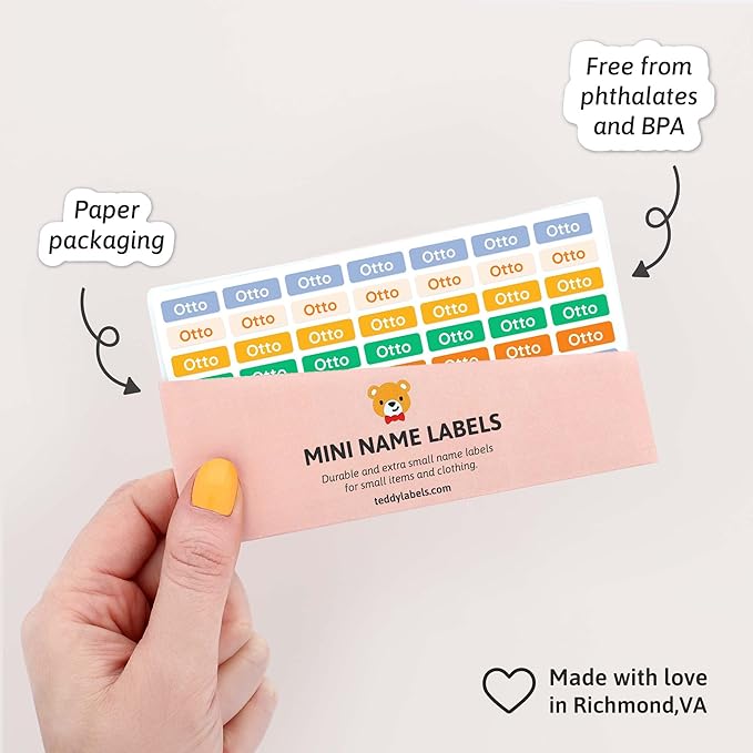 Mini Name Labels (175) - Custom Personalized Name Labels for Labeling Tiny Items, Washer and Dryer-Safe Waterproof Labels for Daycare, Preschool, and School - Stay Cool
