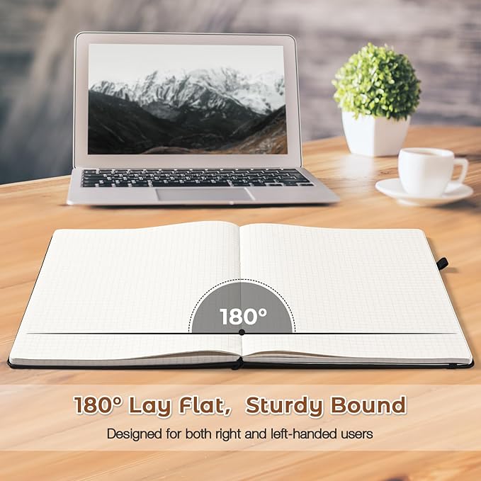 Blank Notebook, Hardcover Sketch Book, 8.5 x 5.5 Large Blank Journal, No Bleed Thick Paper Sketchbook for Drawing, Unlined Notebook Journal for Women Men School, A5 Leather Sketchbook, Lay Flat, Brown