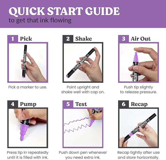 Chalkola 6 Purple Chalk Markers - Dual tip, Fine & Jumbo Tip (1mm, 3mm, 5mm, 15mm) | Erasable Liquid Chalk Pens for Blackboard, Chalkboard Signs, Car Window, Bistro, Glass | Washable Markers