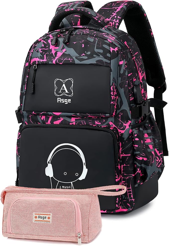 Asge boys backpack for kids camo bookbag for middle school bags travel back pack (Pink)