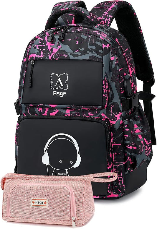 Asge boys backpack for kids camo bookbag for middle school bags travel back pack (Pink)