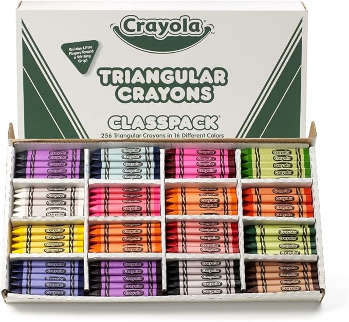 Crayola Triangular Crayon Classpack (256ct), 16 Colors, Bulk Toddler Crayons, Teacher Classroom Must Haves, School Supplies, Preschool & Kindergarten