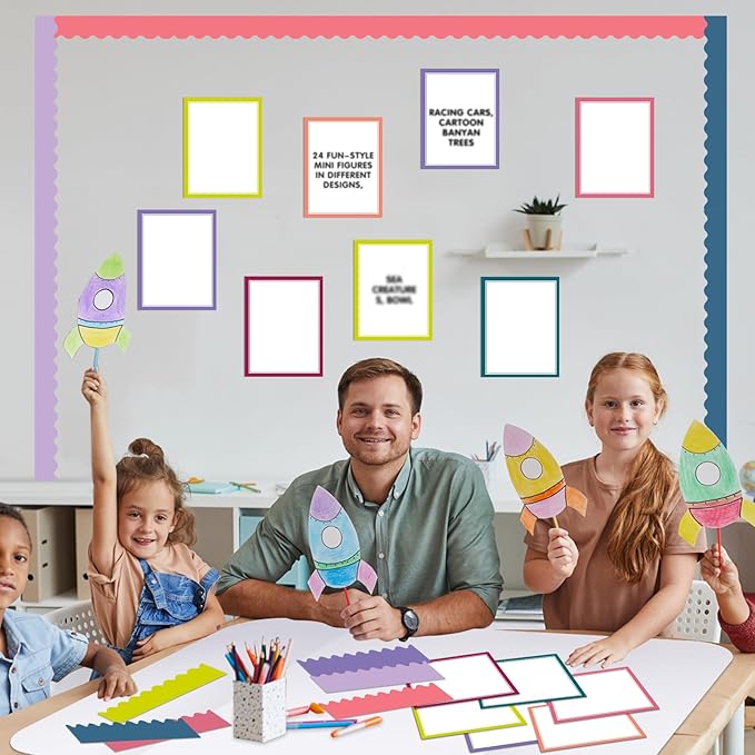 90 Pcs Science Fair Board Supplies Include 72 Trim Scalloped Bulletin Borders 18 Presentation Board Subtitles for Classroom Office Display(Boho)