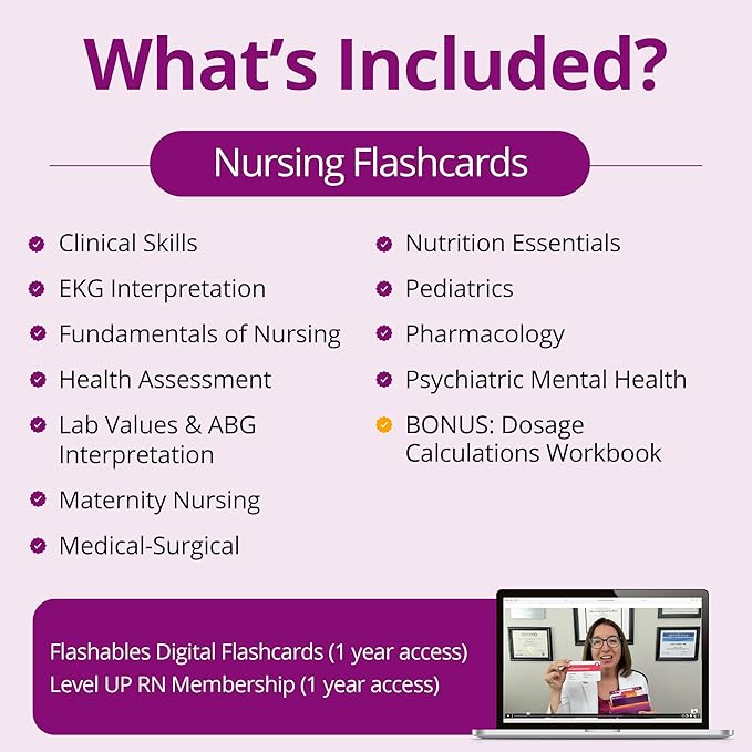 Ultimate Nursing School Survival Kit – Over 1900 Flash Cards for 11 Core Nursing School Subjects – Includes Dosage Calculations Workbook – Only Essential 2026 NCLEX ATI HESI Tested Info