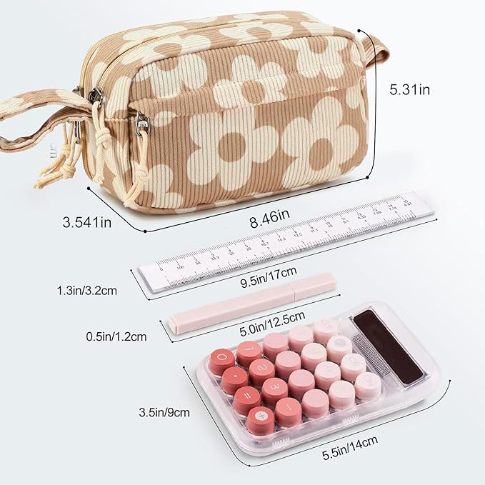 Bluboon Big Capacity Pencil Case Pencil Pouch Pen Case School Supplies Cute Pencil Box Pencil Bag for Teen Girls Boys Women Man (Flower Brown)