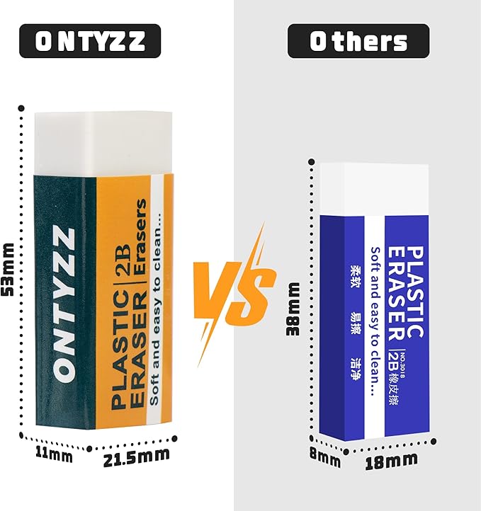 ONTYZZ 10 Pcs White Erasers Soft Art Erasers Large White Eraser for Office Writing Drawing