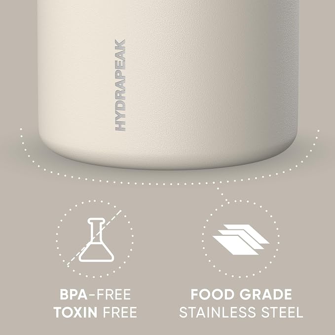 Hydrapeak 25oz Stainless Steel Vacuum Insulated Food Jar | Kids Jar for Hot Food and Cold Food, Wide Mouth Leak-Proof Soup Jar for Adults, 10 Hours Hot and 16 Hours Cold (Stone)