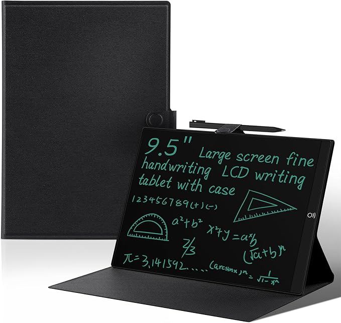 LCD Writing Tablet for Adults: 9.5 inch Full Screen Reusable Erasable with Leather Case