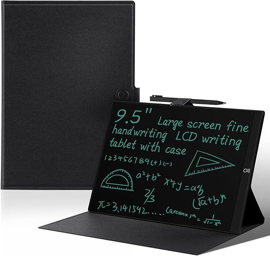 LCD Writing Tablet for Adults: 9.5 inch Full Screen Reusable Erasable with Leather Case
