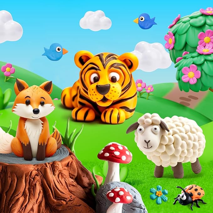 Air Dry Clay 24 Colors, Modeling Magic Clay Set with 5 Sculpting Tools, Arts Crafts Gift for Kids and Beginners