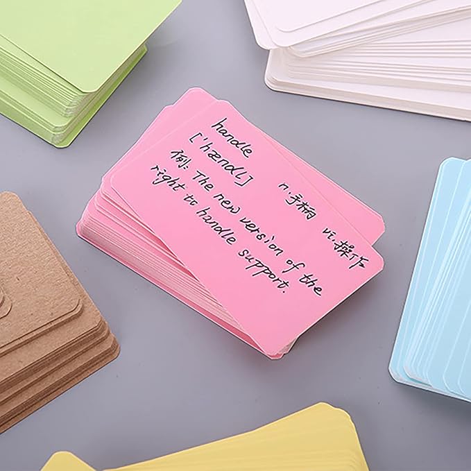 VANRA 300PCS Small Blank Index Cards 3.5x2 inches Note Cards Study Flash Cards, Word Message Gift DIY Cards Kraft Paper Tags (Pink, 300/Pack)