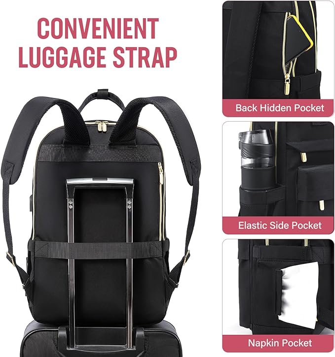 LOVEVOOK Laptop Backpack for Women Men, 17.3 Inch Laptop Bag with USB Port Fashion Waterproof Backpacks Teacher Nurse Stylish Travel Bags Vintage Daypacks for College Work