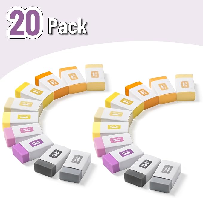 Mr. Pen- Erasers Bulk, 20 Pack, Large Block Erasers for School, No Smudge