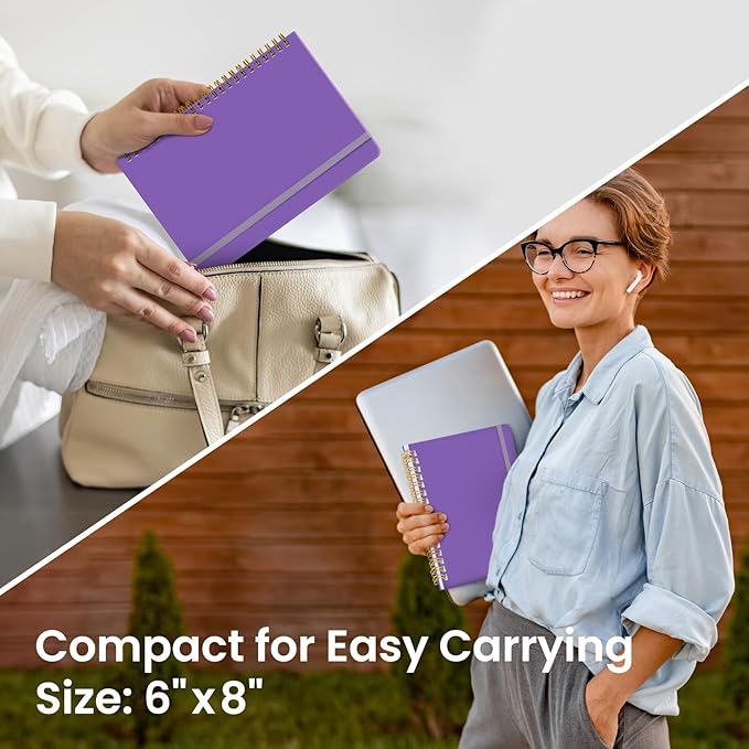 Taja Lined Spiral Journal Notebook for Women & Men, 140 Pages, College Ruled Hardcover Notebook for Work & Note Taking, Journals for Writing, A5(5.7" x 7.9") – Amethyst Purple