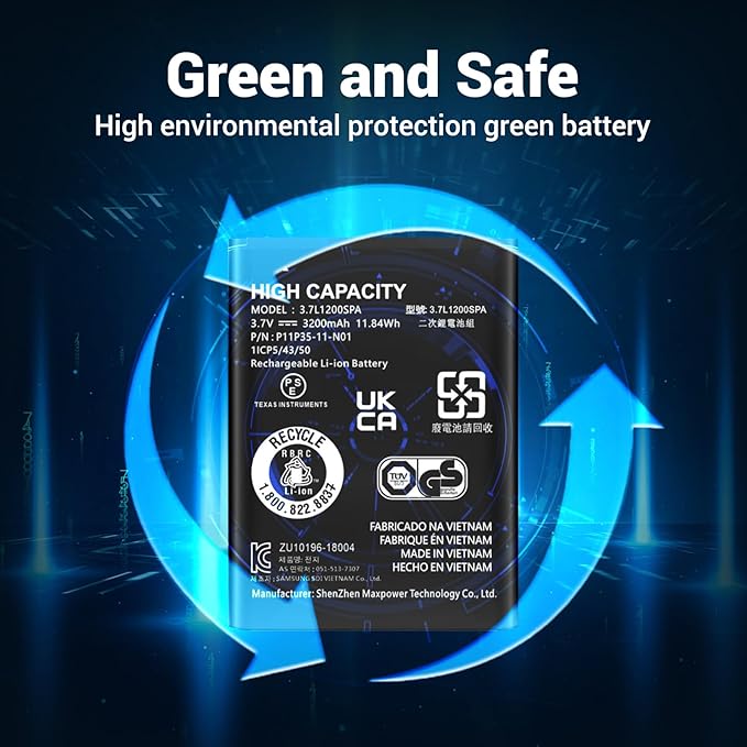TI-84 Plus CE Battery, (2026 New Upgrade) 3200mAh Ultra High Capacity Li-ion Replacement Battery Pack for Texas Instruments TI-84 Plus CE, TI-84 CE, fits Part No 3.7L12005SPA, P11P35-11-N01